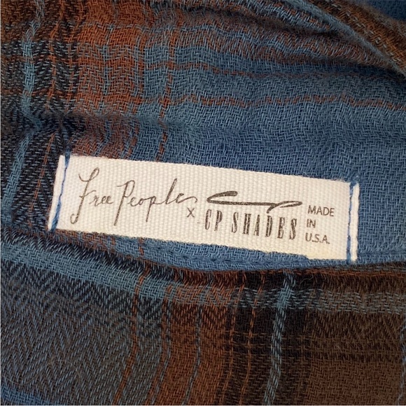 Free People CP Shades blue brown plaid check mate campfire tunic shirt dress - Picture 7 of 7